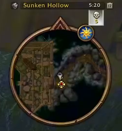 Minicarte locale de Sunken Hollow, une partie de la Cité Submergée.