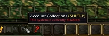 Infobulle Account Collections indiquant un système désactivé